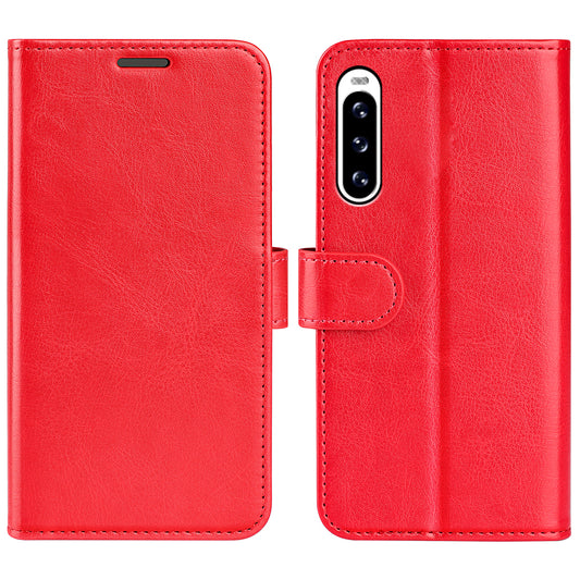 For Sony Xperia 10 V Leather Wallet Flip Cover Crazy Horse Texture Stand Phone Case with TPU Inner Shell