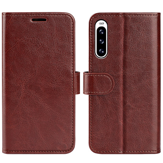 For Sony Xperia 10 V Leather Wallet Flip Cover Crazy Horse Texture Stand Phone Case with TPU Inner Shell