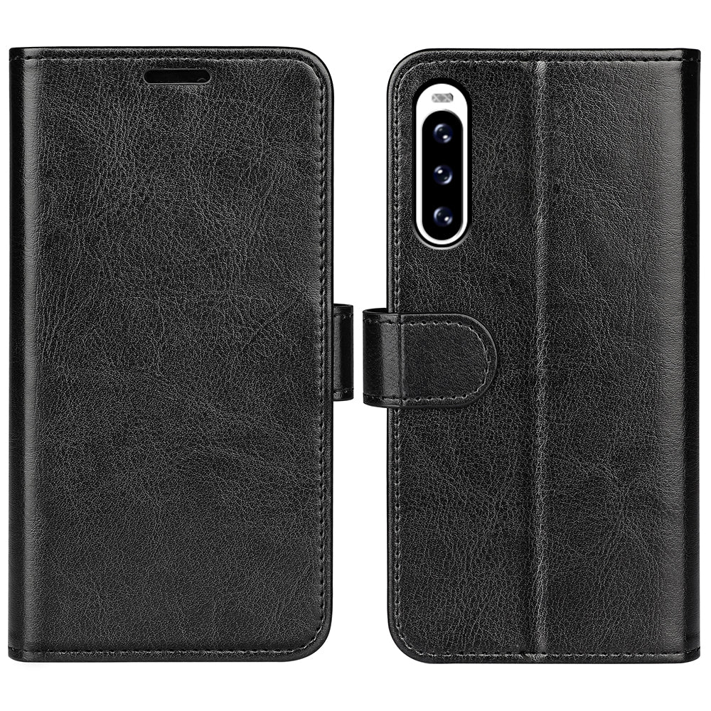 For Sony Xperia 10 V Leather Wallet Flip Cover Crazy Horse Texture Stand Phone Case with TPU Inner Shell