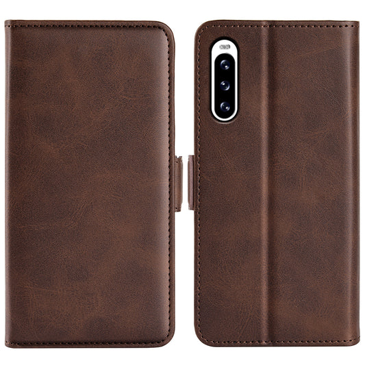 For Sony Xperia 10 V Leather Phone Stand Case Calf Texture Cell Phone Wallet Cover