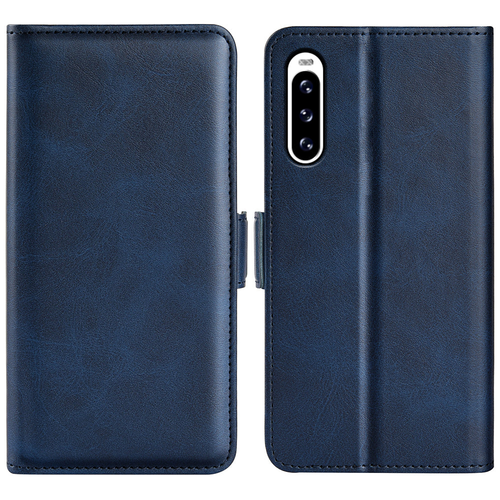 For Sony Xperia 10 V Leather Phone Stand Case Calf Texture Cell Phone Wallet Cover
