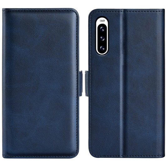 For Sony Xperia 10 V Leather Phone Stand Case Calf Texture Cell Phone Wallet Cover