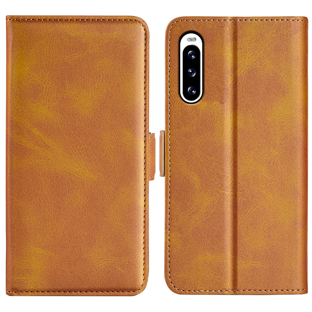 For Sony Xperia 10 V Leather Phone Stand Case Calf Texture Cell Phone Wallet Cover