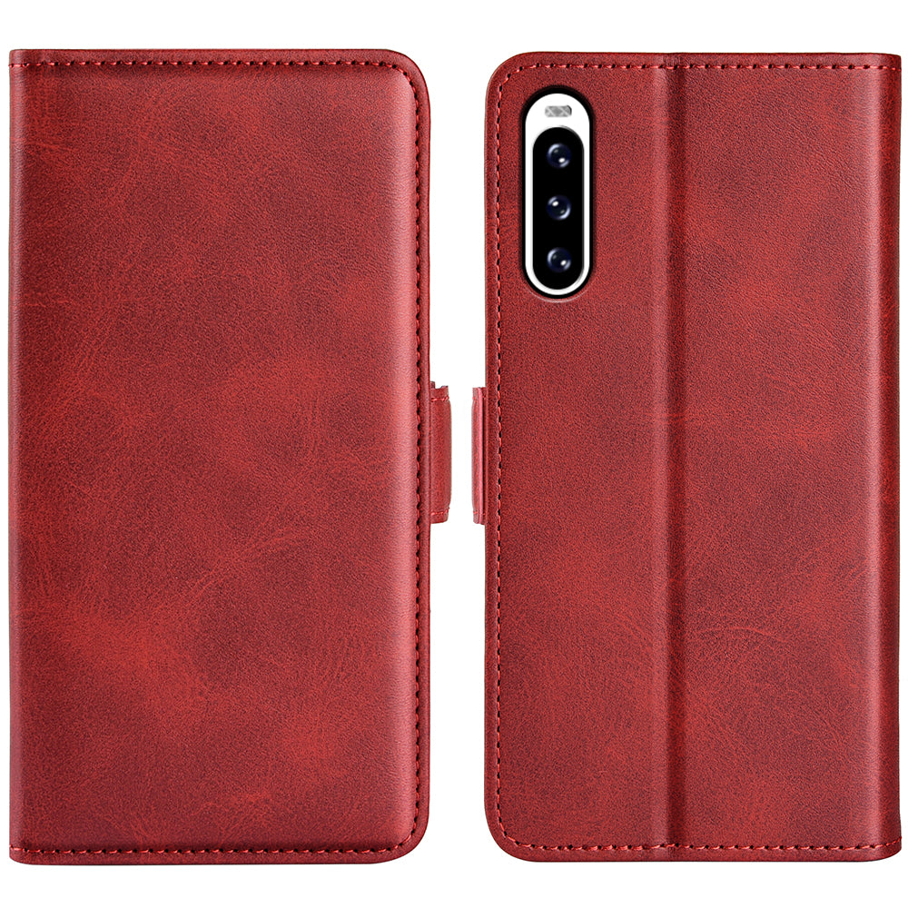 For Sony Xperia 10 V Leather Phone Stand Case Calf Texture Cell Phone Wallet Cover
