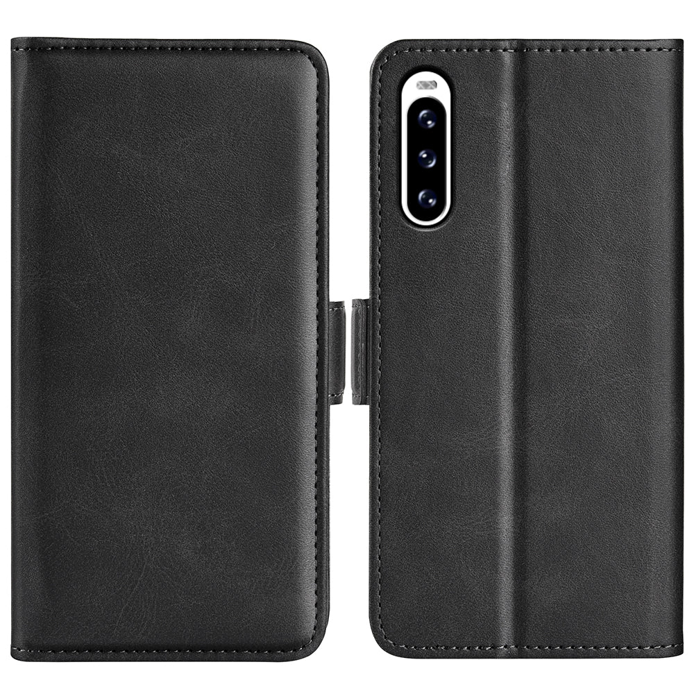 For Sony Xperia 10 V Leather Phone Stand Case Calf Texture Cell Phone Wallet Cover