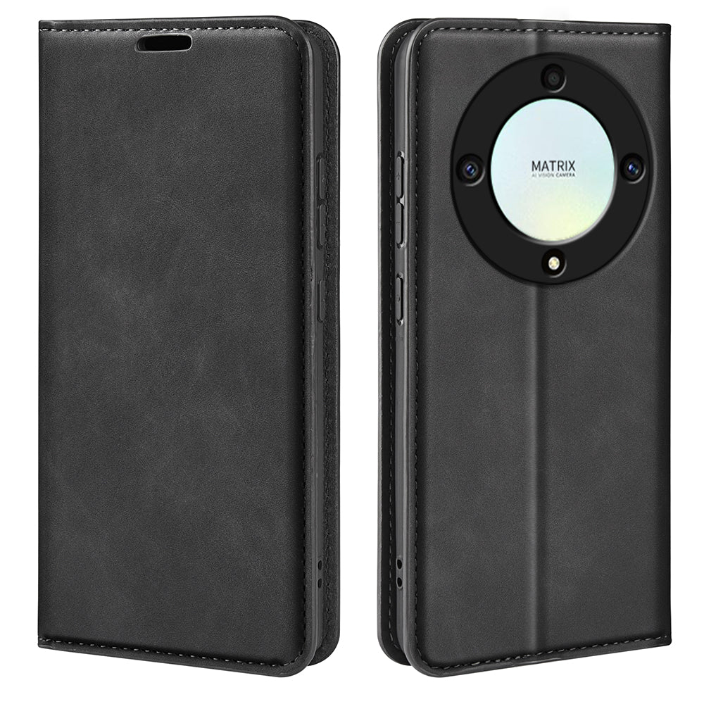 For Honor X9a 5G Wallet Phone Case Skin-touch Leather Flip Cover with Stand
