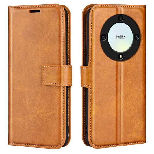 For Honor X9a 5G Phone Wallet Case PU Leather Calf Texture Stand Protective Phone Cover