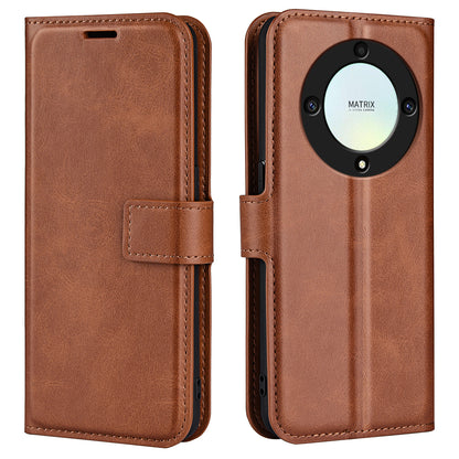 For Honor X9a 5G Phone Wallet Case PU Leather Calf Texture Stand Protective Phone Cover