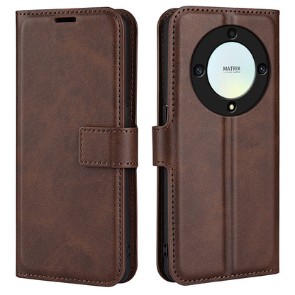 For Honor X9a 5G Phone Wallet Case PU Leather Calf Texture Stand Protective Phone Cover