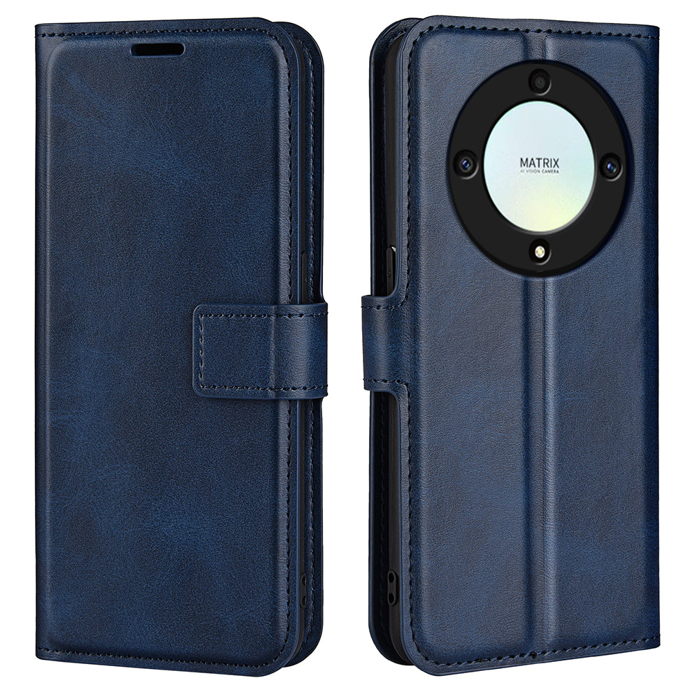 For Honor X9a 5G Phone Wallet Case PU Leather Calf Texture Stand Protective Phone Cover