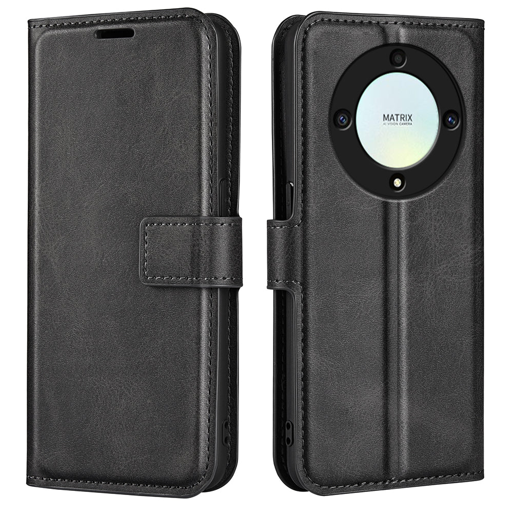 For Honor X9a 5G Phone Wallet Case PU Leather Calf Texture Stand Protective Phone Cover