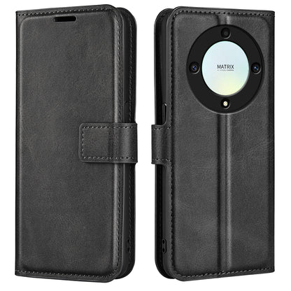 For Honor X9a 5G Phone Wallet Case PU Leather Calf Texture Stand Protective Phone Cover