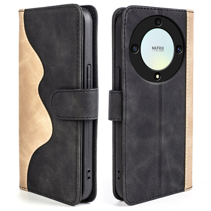 For Honor X9a 5G PU Leather Phone Stand Case Dual Color Splicing Wallet Phone Cover