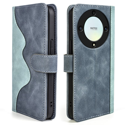 For Honor X9a 5G PU Leather Phone Stand Case Dual Color Splicing Wallet Phone Cover