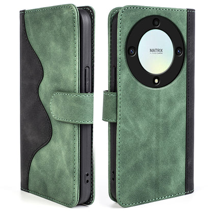 For Honor X9a 5G PU Leather Phone Stand Case Dual Color Splicing Wallet Phone Cover