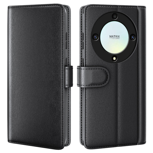 For Honor X9a 5G Genuine Split Leather Phone Case Wallet Stand Cell Phone Cover