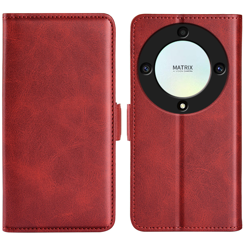 For Honor X9a 5G Cell Phone Cover Stand Wallet Calf Texture PU Leather Phone Case