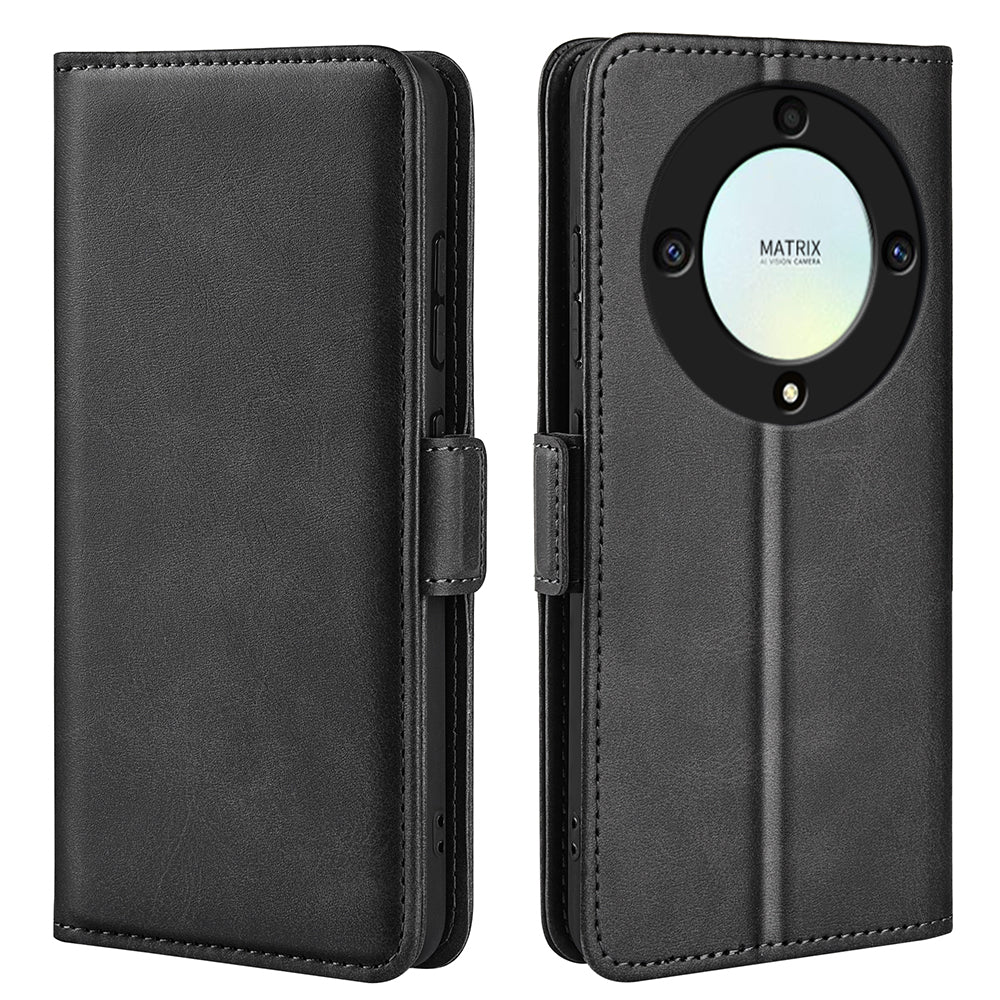For Honor X9a 5G Cell Phone Cover Stand Wallet Calf Texture PU Leather Phone Case