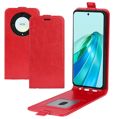 For Honor X9a 5G Card Holder Phone Case Crazy Horse Texture PU Leather Vertical Flip Cover
