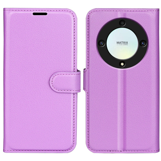 For Honor X9a 5G Leather Phone Case Stand Wallet Litchi Texture Full Protection Phone Cover