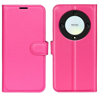 For Honor X9a 5G Leather Phone Case Stand Wallet Litchi Texture Full Protection Phone Cover