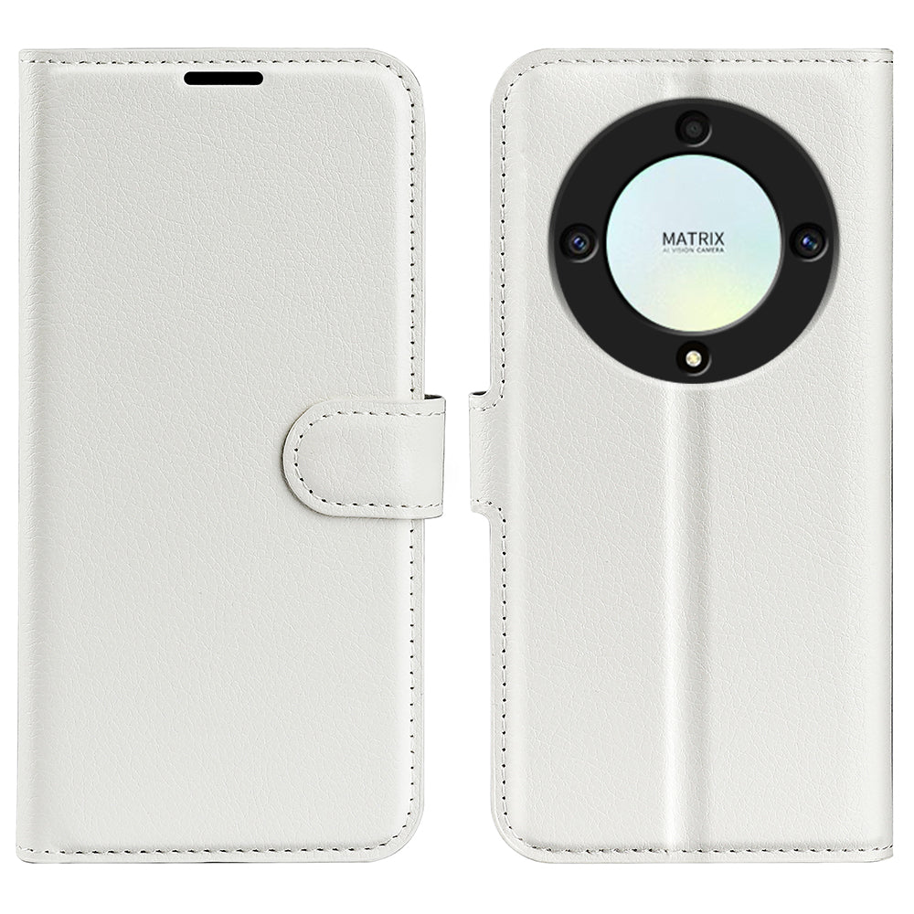 For Honor X9a 5G Leather Phone Case Stand Wallet Litchi Texture Full Protection Phone Cover