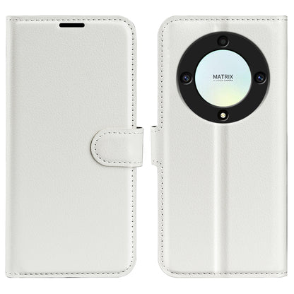 For Honor X9a 5G Leather Phone Case Stand Wallet Litchi Texture Full Protection Phone Cover