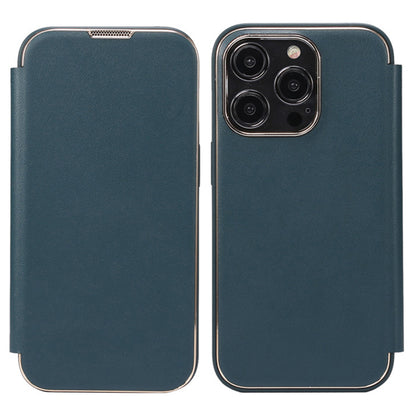 Electroplating Phone Cover for iPhone 14 Pro , Anti-Dust PU Leather+PC+TPU Phone Stand Case Shell