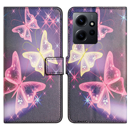 For Xiaomi Redmi Note 12 4G Phone Stand Case PU Leather Pattern Printing Wallet Cover