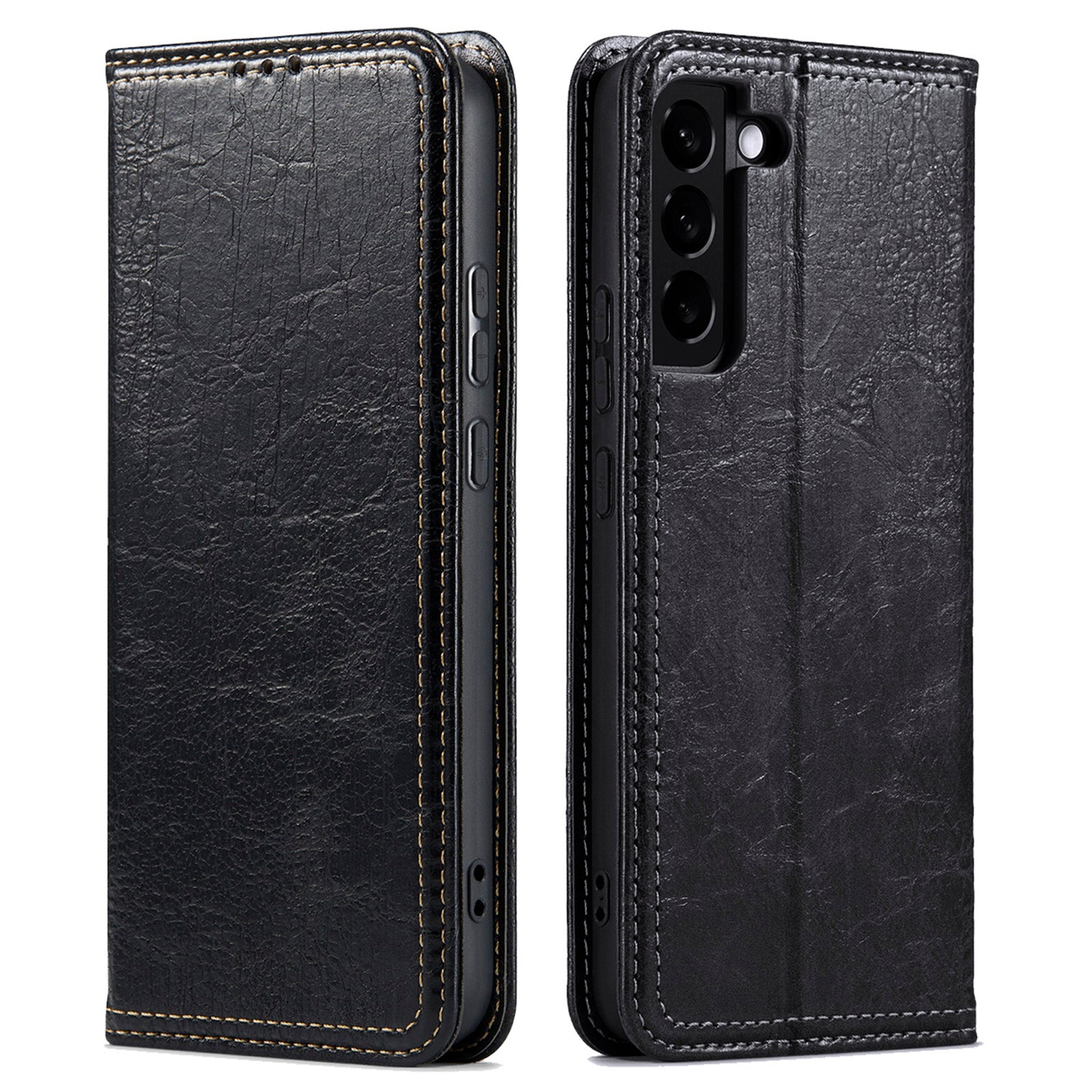 For Samsung Galaxy S23 Tree Texture Phone Cover Leather Anti-Dust Stand Wallet Phone Case