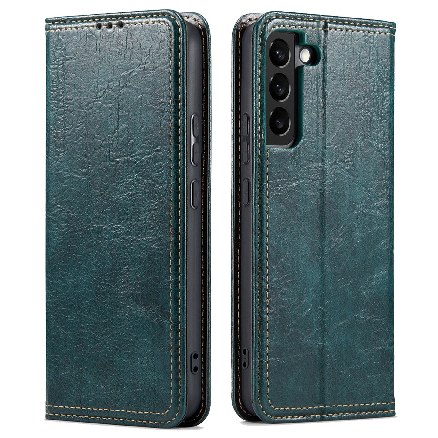For Samsung Galaxy S23 Tree Texture Phone Cover Leather Anti-Dust Stand Wallet Phone Case