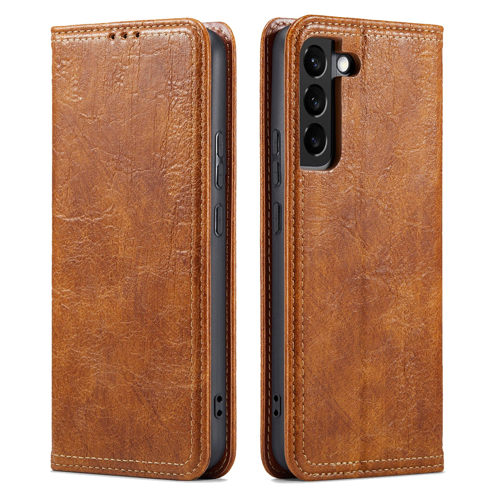 Anti-scratch Phone Case for Samsung Galaxy S23+ , Tree Texture Phone Cover Leather Stand Wallet Phone Shell