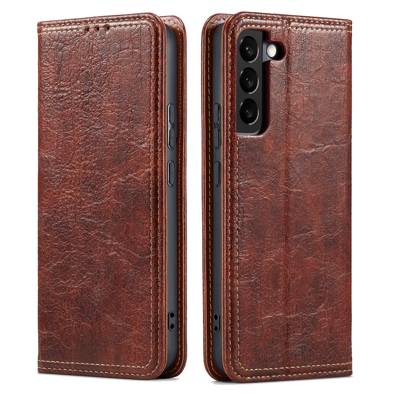 Anti-scratch Phone Case for Samsung Galaxy S23+ , Tree Texture Phone Cover Leather Stand Wallet Phone Shell