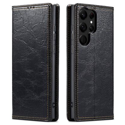 For Samsung Galaxy S23 Ultra Anti-scratch Tree Texture Phone Cover Leather Stand Wallet Phone Case