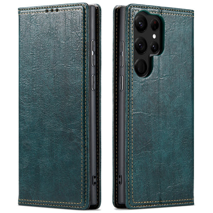 For Samsung Galaxy S23 Ultra Anti-scratch Tree Texture Phone Cover Leather Stand Wallet Phone Case