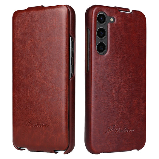 For Samsung Galaxy S23 Vertical Flip Cover PU Leather Crazy Horse Texture Phone Shell
