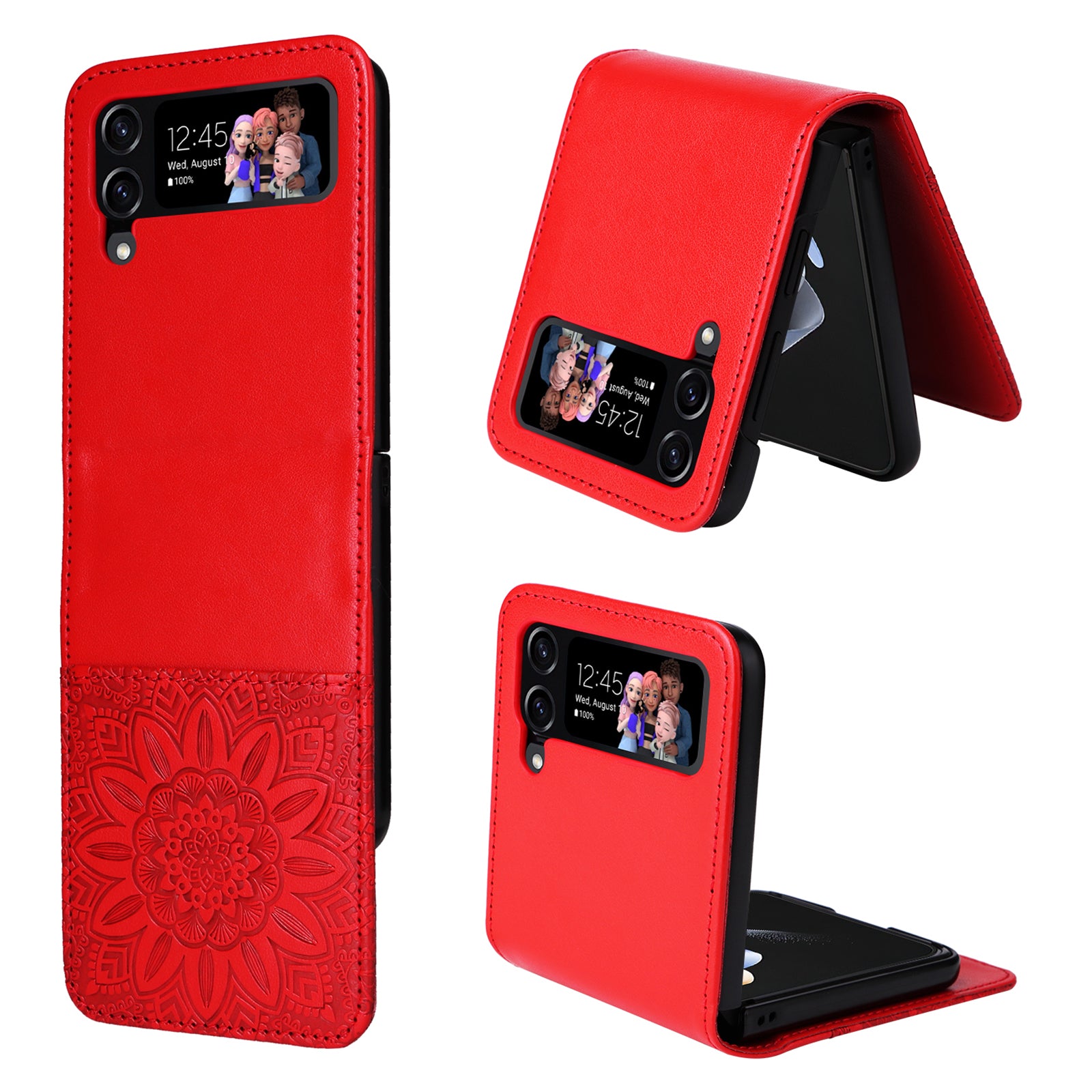 For Samsung Galaxy Z Flip4 5G Folding Phone Leather Case Sunflower Imprinted Phone Cover with Card Holder