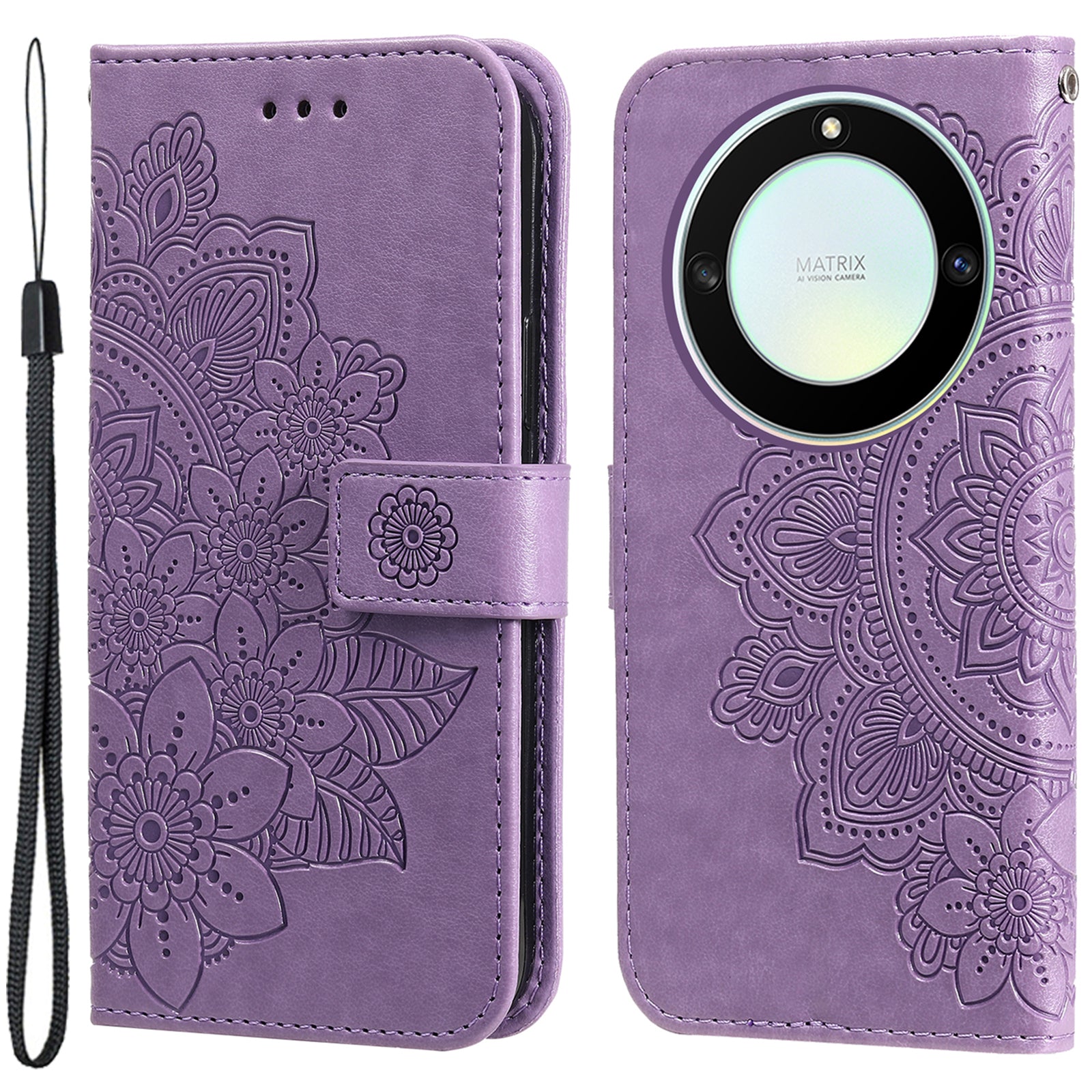For Honor X40 5G / X9a 5G / Magic5 Lite 5G Flip Stand Cover Flower Imprinting Leather Wallet Case