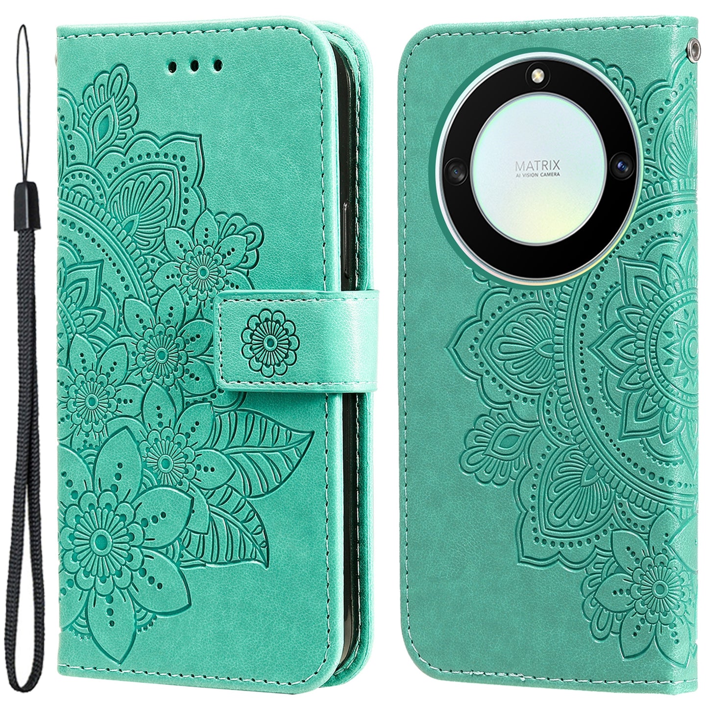 For Honor X40 5G / X9a 5G / Magic5 Lite 5G Flip Stand Cover Flower Imprinting Leather Wallet Case