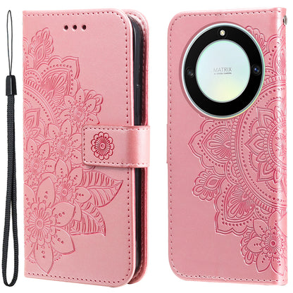 For Honor X40 5G / X9a 5G / Magic5 Lite 5G Flip Stand Cover Flower Imprinting Leather Wallet Case