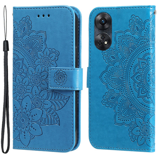 For Oppo Reno8 T 4G Leather Stand Wallet Shell Anti-Scratch Phone Cover Flower Imprinting Phone Case