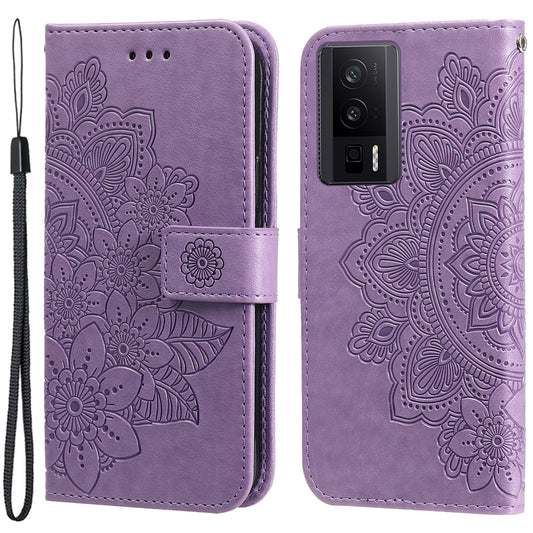 For Xiaomi Poco F5 Pro 5G / Redmi K60 Pro 5G / K60 5G Imprinting Leather Stand Wallet Case Anti-Dust Flower Phone Cover