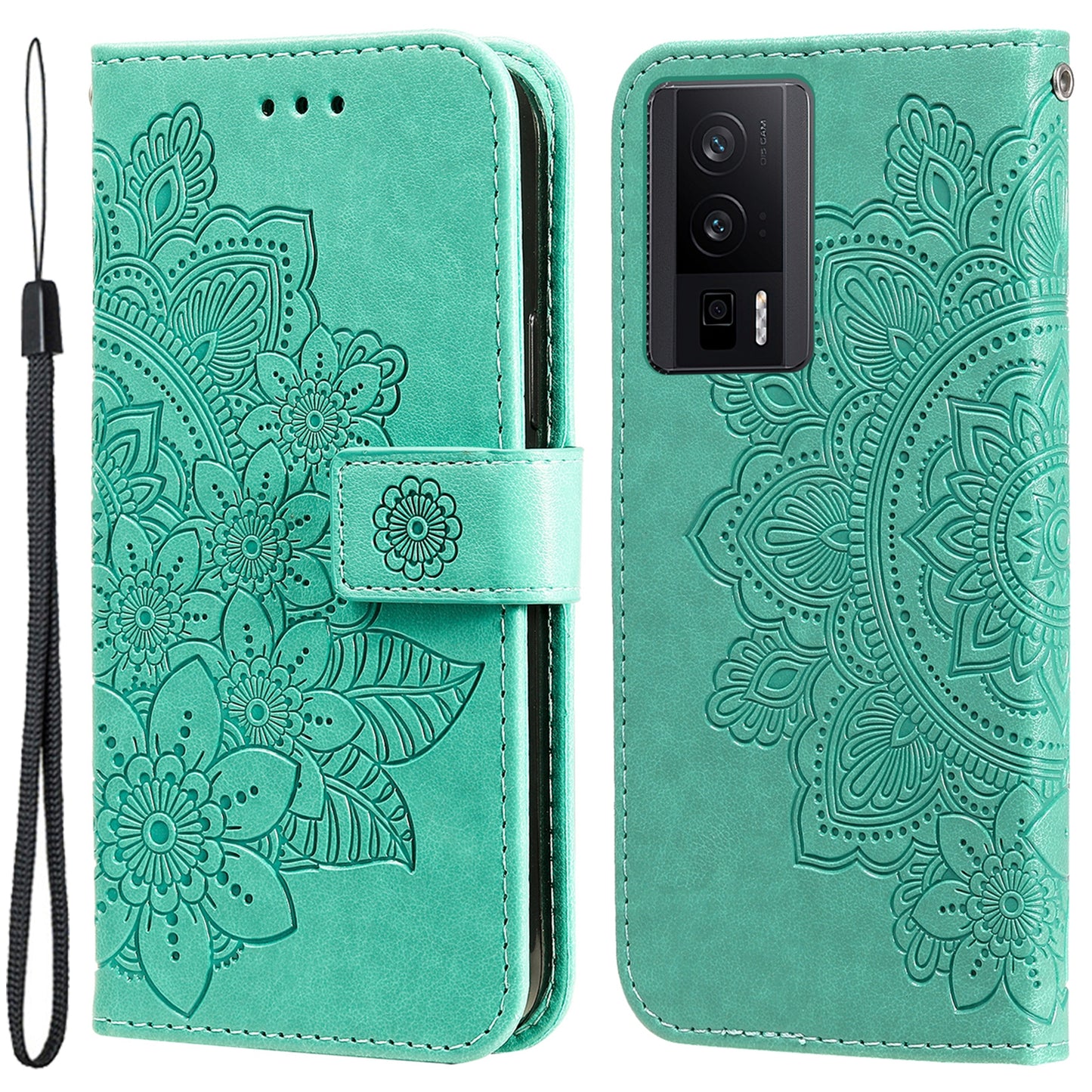 For Xiaomi Poco F5 Pro 5G / Redmi K60 Pro 5G / K60 5G Imprinting Leather Stand Wallet Case Anti-Dust Flower Phone Cover