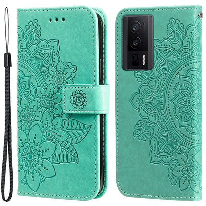 For Xiaomi Poco F5 Pro 5G / Redmi K60 Pro 5G / K60 5G Imprinting Leather Stand Wallet Case Anti-Dust Flower Phone Cover