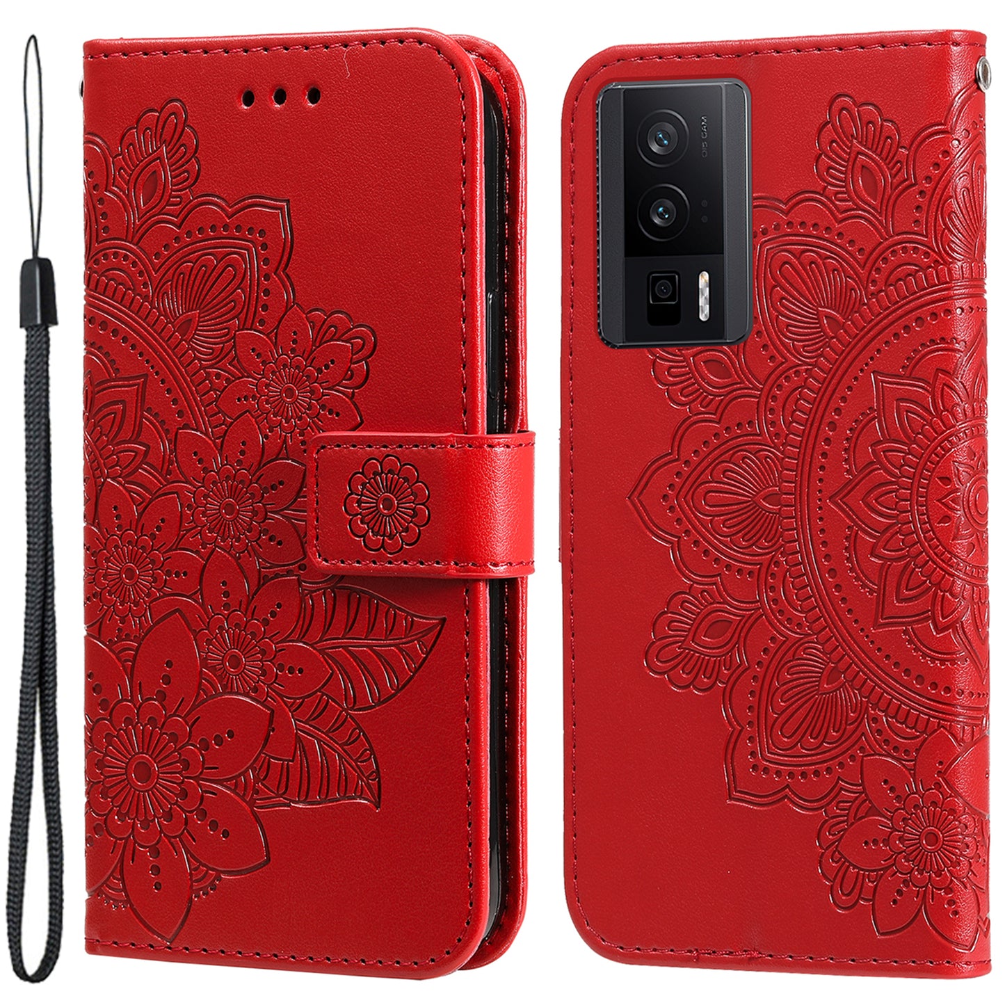 For Xiaomi Poco F5 Pro 5G / Redmi K60 Pro 5G / K60 5G Imprinting Leather Stand Wallet Case Anti-Dust Flower Phone Cover