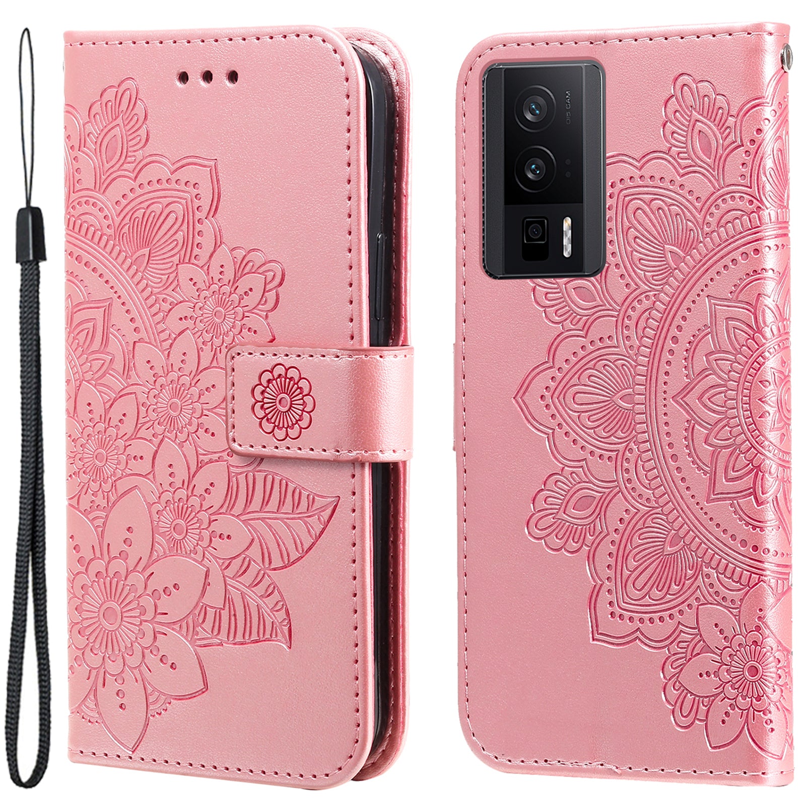 For Xiaomi Poco F5 Pro 5G / Redmi K60 Pro 5G / K60 5G Imprinting Leather Stand Wallet Case Anti-Dust Flower Phone Cover