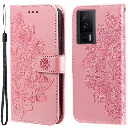 For Xiaomi Poco F5 Pro 5G / Redmi K60 Pro 5G / K60 5G Imprinting Leather Stand Wallet Case Anti-Dust Flower Phone Cover