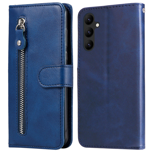 For Samsung Galaxy A24 4G Zipper Pocket Phone Stand Case Calf Texture Leather Wallet Phone Cover