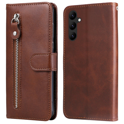For Samsung Galaxy A24 4G Zipper Pocket Phone Stand Case Calf Texture Leather Wallet Phone Cover