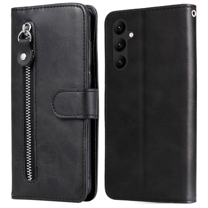 For Samsung Galaxy A24 4G Zipper Pocket Phone Stand Case Calf Texture Leather Wallet Phone Cover